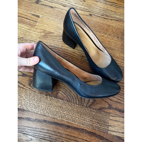 Vionic Carmel Block Heel Pumps Black Leather Women's Shoes 9 - Picture 4 of 12